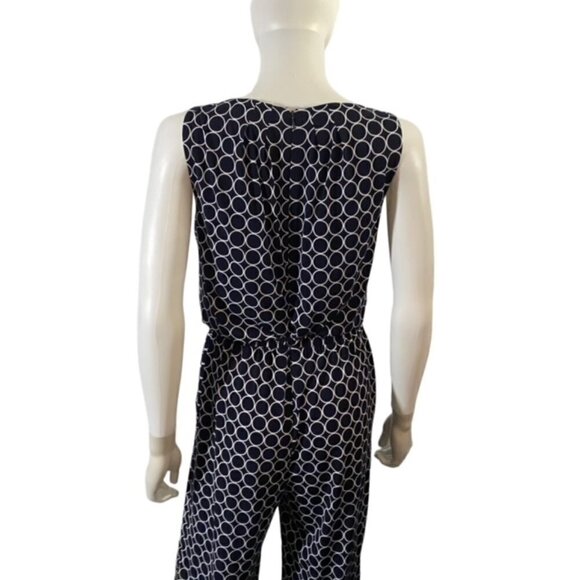 Tahari Navy and White Circle Print Jumpsuit 4 - Picture 5 of 5